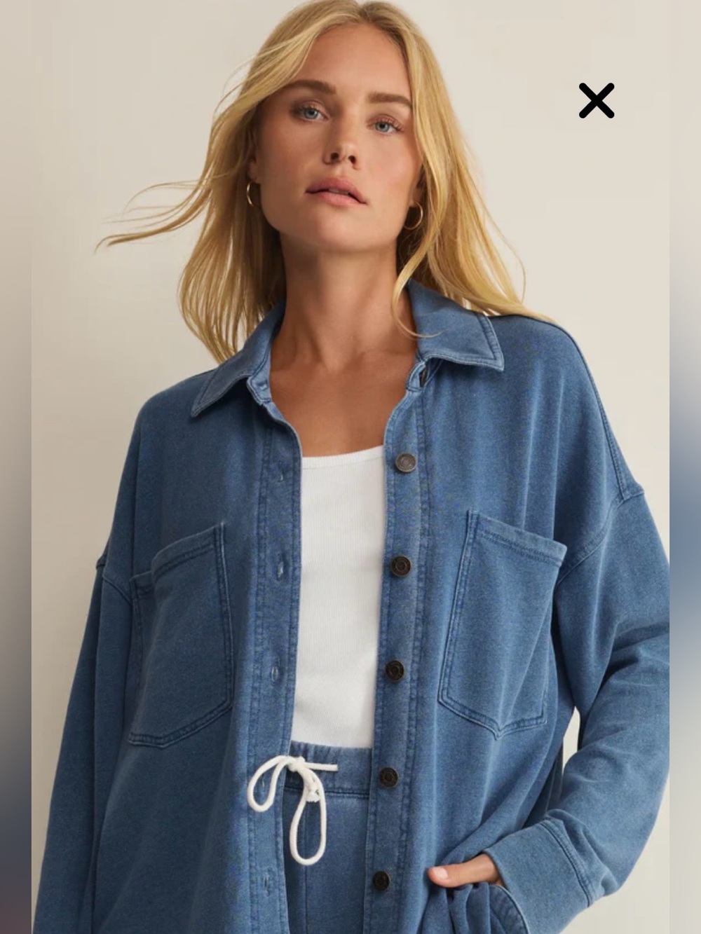 NWT Z Supply Indigo Blue ALL DAY KNIT DENIM JACKET, Size XL